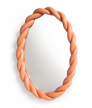 &Klevering Flettet Speil Oransje 35x26