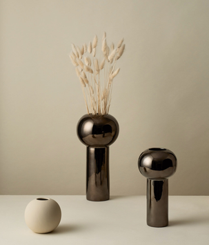 COOEE Pillar Vase Mørk Sølv_Ø12xH24 (389-HI-028-27-DS)