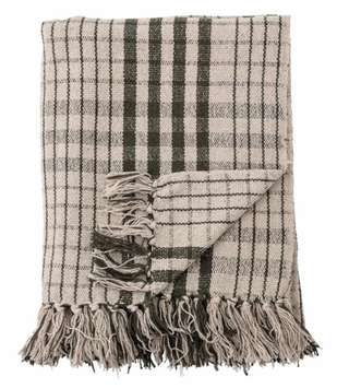 Bloomingville Fryd Pledd Bomull Grønn 130x160