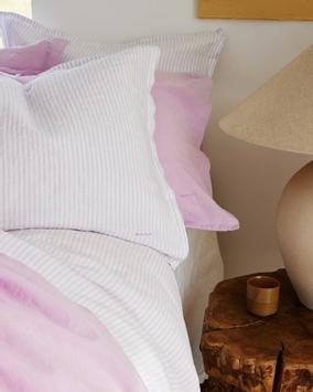 GANT Sengesett 100% Lin, Stripet lilla-hvit