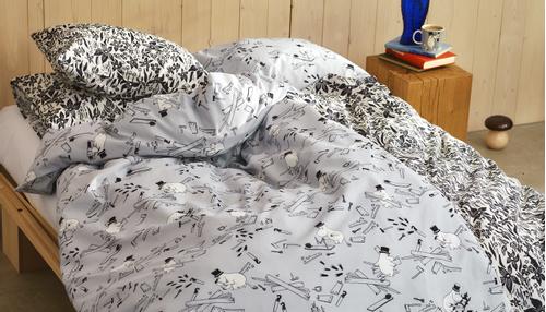 Mummi Arabia Lilje Sengesett Bomull Svart-Hvit (658-1071698_)
