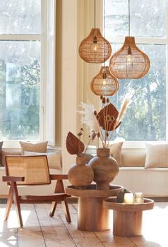 Light & Living Hengelampe Pacino Rattan Dark Brown (745-2950618,2950718,2950818)