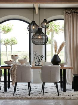 Light & Living Hengelampe Pacino Rattan Black (745-2950612,2950712,2950812)