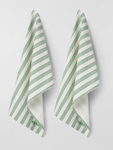 Eyvind Hellstrøm Kjøkkenhåndkle Kremhvit-Grønne Striper 2pk (758-40599963500633)