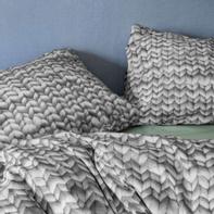 SNURK Sengesett Strikkemønster Organisk-bomull Lysegrå