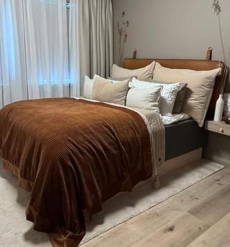 Turiform Ella Sengeteppe 140x220 bomullskordfløyel-cognac