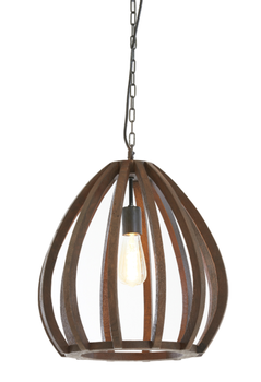 Light & Living Barsia Hengelampe Wood Orange-Brown Ø40