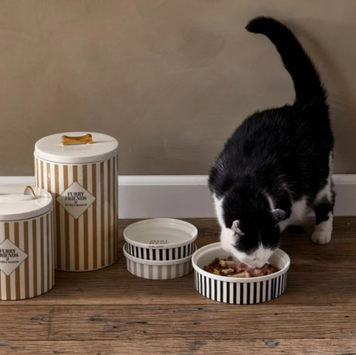 Riviera Maison Katteskål Svart-Striper Ø15, 5 (443-524130)