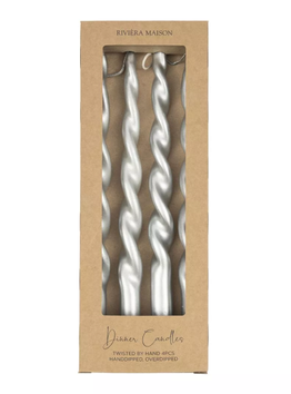 Riviera Maison Kronelys Spiral Sølv 4pk