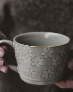 Trend Design Keramikkrus Blomster Blågrønn (298-180411)