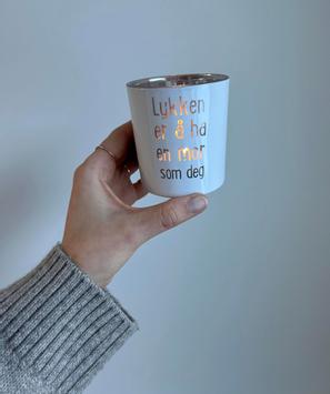 Trend Design Telysholder 'Lykken er å ha en mor som deg" H8cm glass (298-381715)