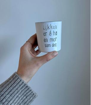 Trend Design Telysholder 'Lykken er å ha en mor som deg" H8cm glass (298-381715)