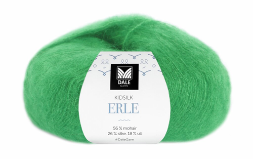 Dale Garn Kidsilk Erle Skarp-Grønn 9073,  50g (773-205-9073)