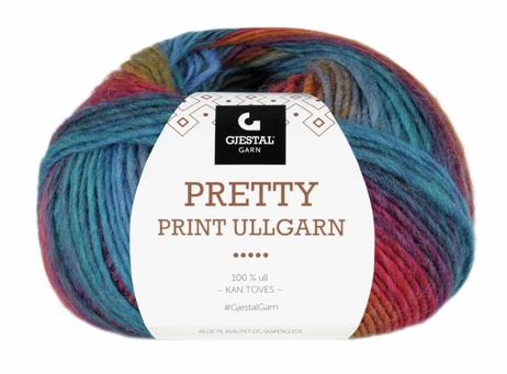 Gjestal Garn  Pretty-Print Ullgarn Regnbue 504, 100g