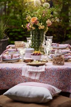 Lexington Duk Blomster Koral-Hvit  (588-12413000-3971)