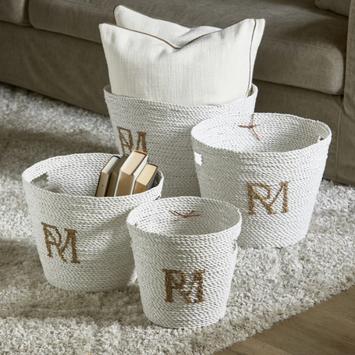 Riviera Maison RM Kurv Raffia Hvit H34 (443-555574)