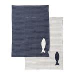 Riviera Maison Long-Island Kjøkkenhåndkle Blå-Hvit 2pk (443-558370)