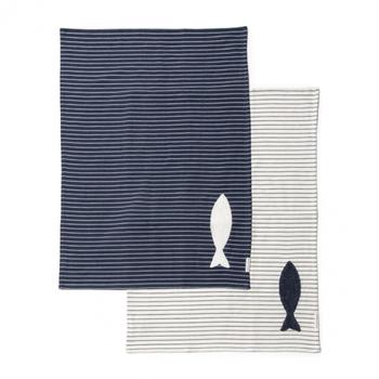 Riviera Maison Long-Island Kjøkkenhåndkle Blå-Hvit 2pk (443-558370)