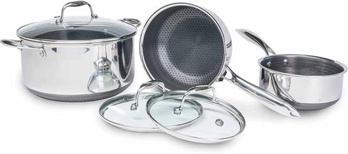 HexClad Grytesett med lokk 3stk, Non-Stick Gordon Ramsay (573-CWPT06-ST)