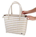 Handed By Sunny Bay Strandveske Gråstripet 39x17xH34cm (629-BFC52-p08)