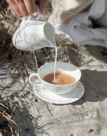 Wik & Walsøe Slåpeblom Tekopp+Skål Grå 30cl