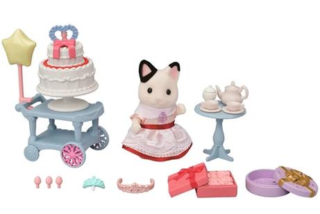 Sylvanian Families Lekesett partytime med Tuxedo-kattefigur og tilbehør (366-5646)