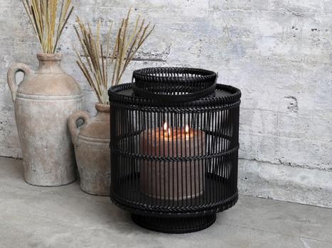 Chic Antique Lanterne Bambus Svart H34