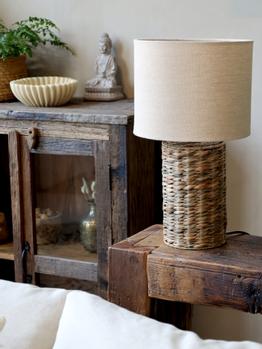Chic Antique Bordlampe med skjerm, Flettet