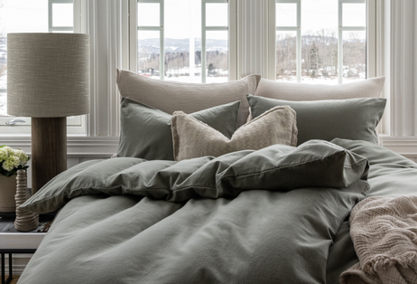 Borås Cotton Oliver Sengesett Flanell Grønn