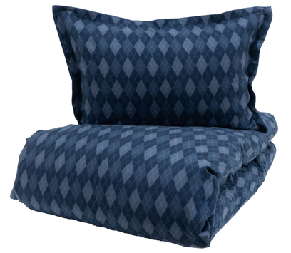 Borås Cotton Charlie Sengesett Flanell Blårutet klassisk (479-118775)