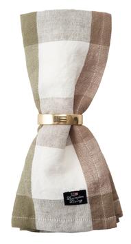 Lexington Checked Serviett Oliven Lin-Bomull
