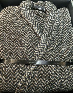 Halvor Bakke Verbier Badekåpe sort-beige fiskebensmønster (479-117643, 117645)