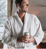 Halvor Bakke Verbier Badekåpe beige-hvit fiskebensmønster (479-117644)