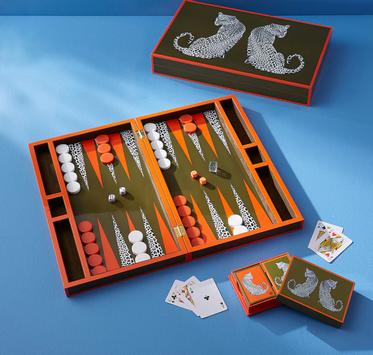 Jonathan Adler Leopard Backgammon Spill 47x28,6