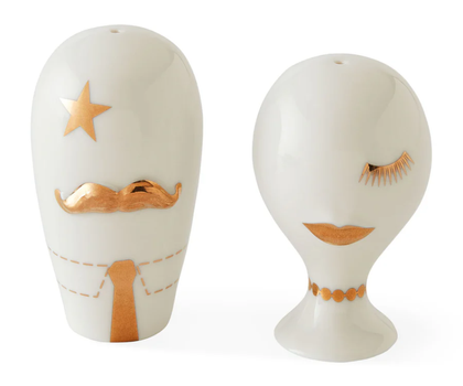 Jonathan Adler Gilded Mr&Mrs-Muse Salt-&-Pepper H7,6