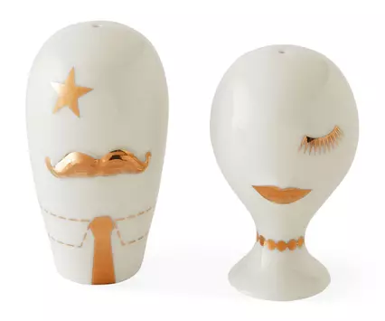 Jonathan Adler Gilded Mr&Mrs-Muse Salt-&-Pepper H7,6