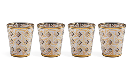 Jonathan Adler Basketweave Glass H10 4stk