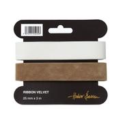 Halvor Bakke Gavebånd Fløyel Creme+Beige 25mmx3m