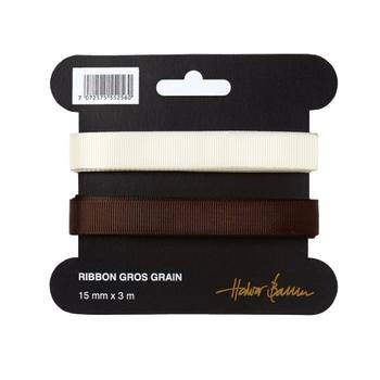 Halvor Bakke Gavebånd Tekstil Brun+Creme 15mmx3m