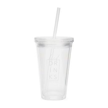 Riviera Maison Iskaffeglass smoothie med-sugerør 550ml MS-plast  (443-578350)