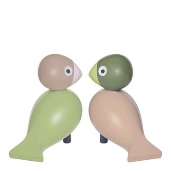Kay Bojesen Turtelduer Grønn+Rosa H9 2stk (521-39357)