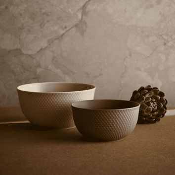 Lyngby Rhombe-Earth Serveringsbolle Ø17, 5 clay (521-201850)