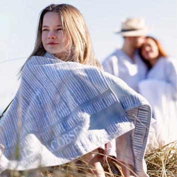 Ilse Jacobsen Bath Collection håndkle stripet pudderblå (810-1109003201)