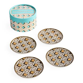 Jonathan Adler Basketweave Coasters porselen Ø10_4stk (368-35019)