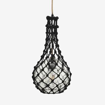 Madam Stoltz Lampe Jute Sort Ø20xH40 (399-IML-309C)