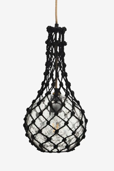 Madam Stoltz Lampe Jute Sort Ø20xH40 (399-IML-309C)