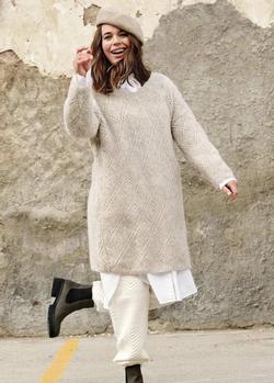Katia  Strikkeoppskrift-PDF Lang V-Genser Alpaca Silver (766-CPT-200)