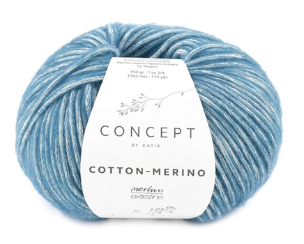 Katia  Cotton-Merino Blå 133, 50g