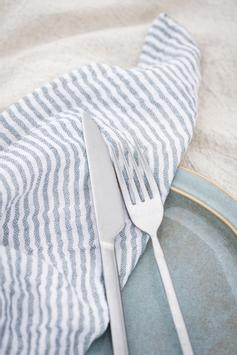 Ib Laursen Stoffserviett Lyseblå-stripet bomull 40x40