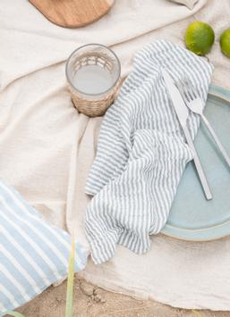 Ib Laursen Stoffserviett Lyseblå-stripet bomull 40x40 (171-6887-26)